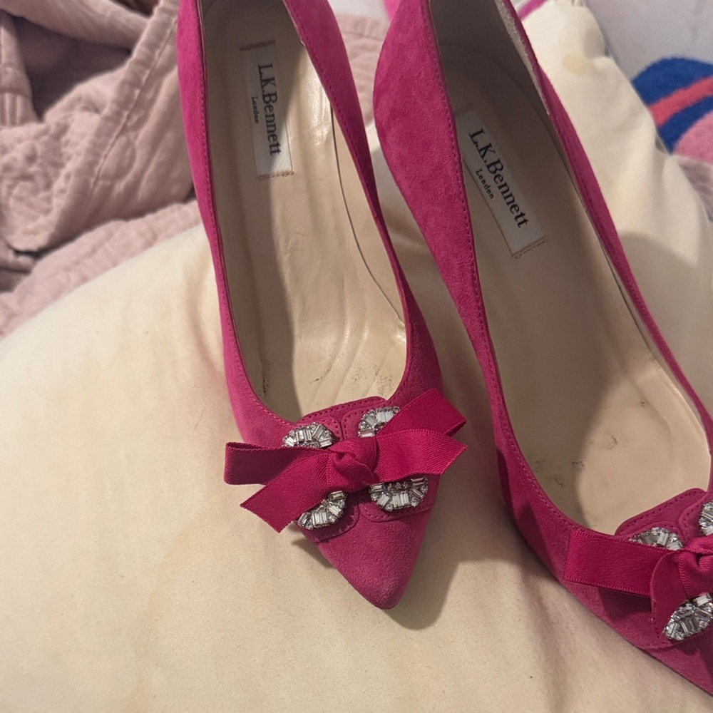 LK Bennett Fuchsia Heels with Bow Accent